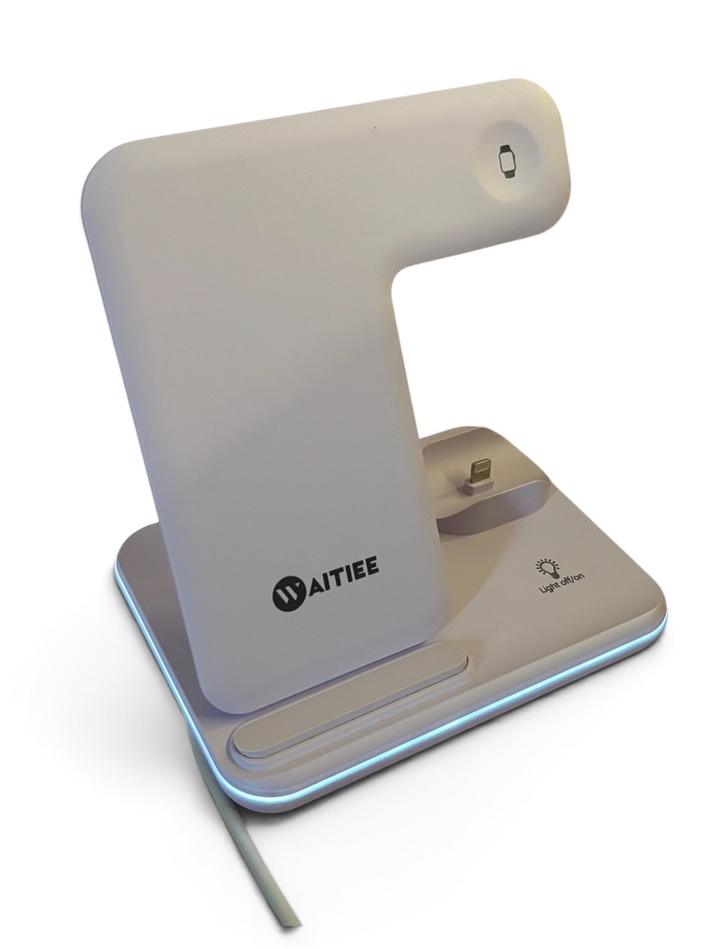 White 3-in-1 Charging Stand with LED Accent Light